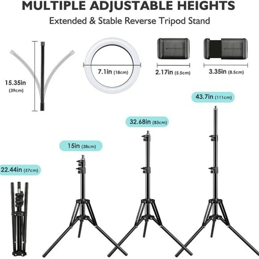 Large Dual Selfie Ring Light Tripod Stand Phone Holder Remote Con… - Picture 7 of 7